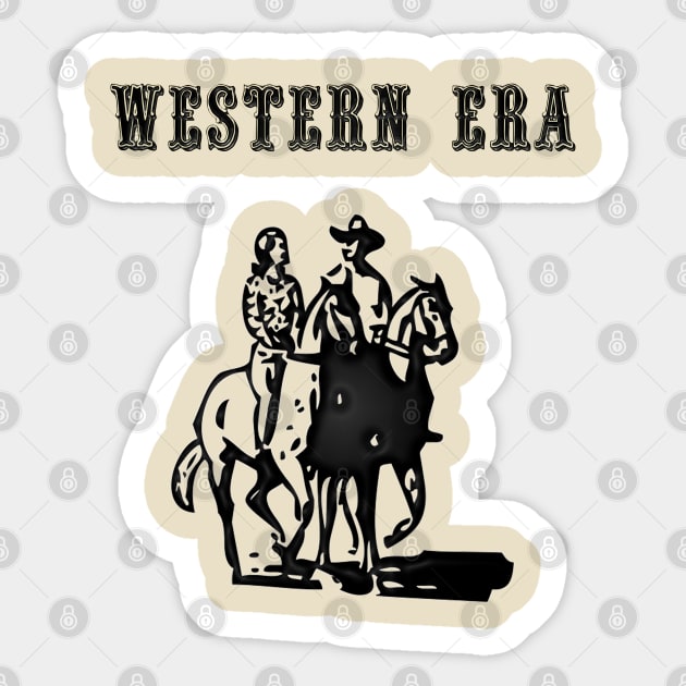 Western Era - Cowboy and Cowgirl on Horseback Sticker by The Black Panther